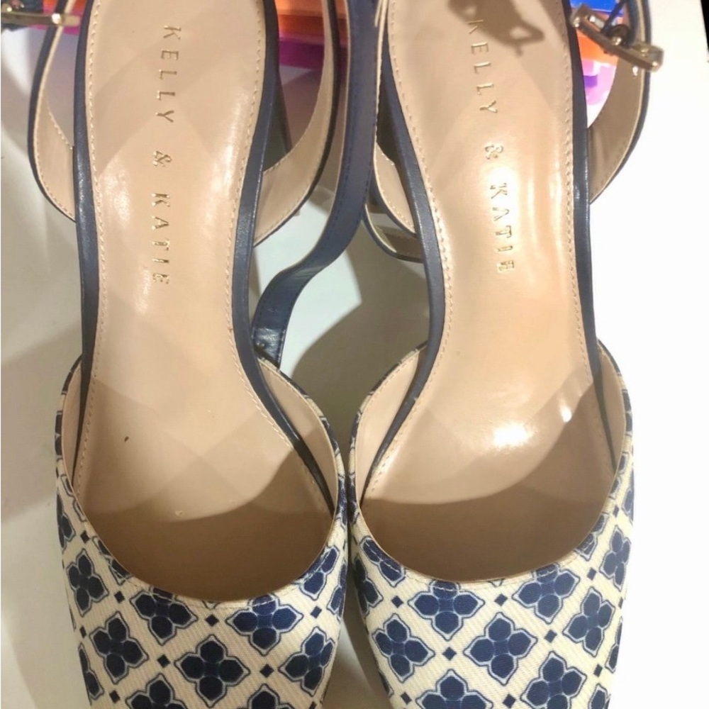 Kelly & Katie Navy Patterned Heels